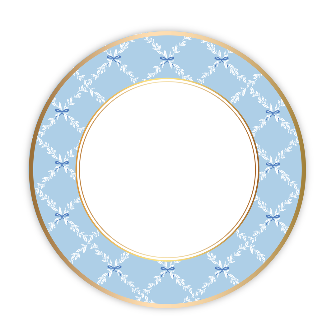 SKY BLUE TRELLIS SMALL PLATES Bonjour Fete Plates SKY BLUE TRELLIS SMALL PLATES Bonjour Fete - Party Supplies