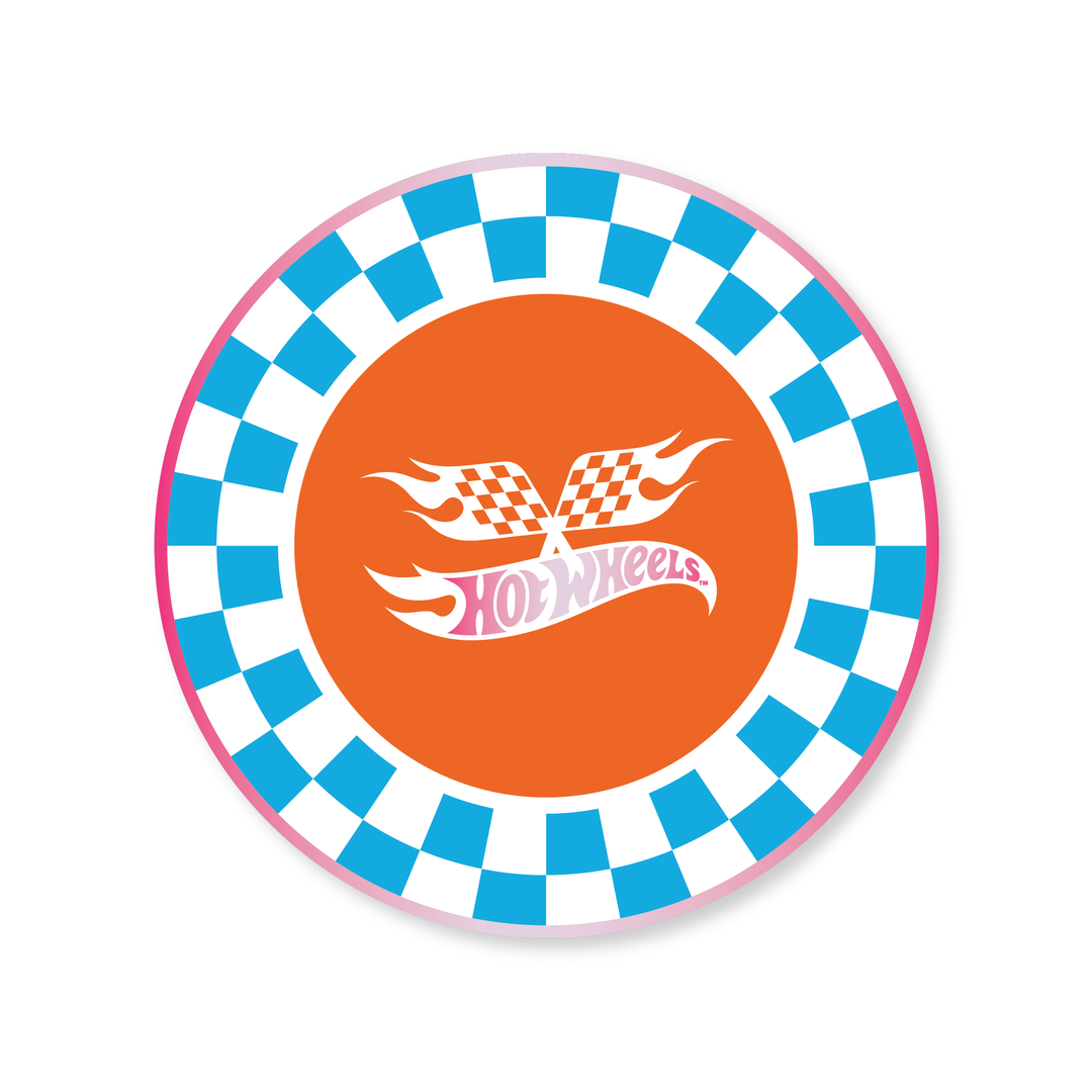 HOT WHEELS™ BLUE CHECKER SMALL PLATES Bonjour Fete Plates HOT WHEELS™ BLUE CHECKER SMALL PLATES Bonjour Fete - Party Supplies
