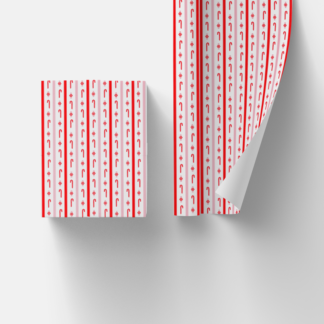 CHRISTMAS PEPPERMINT CANDY WRAPPING PAPER Bonjour Fête Christmas Gift Wrap CHRISTMAS PEPPERMINT CANDY WRAPPING PAPER Bonjour Fete - Party Supplies