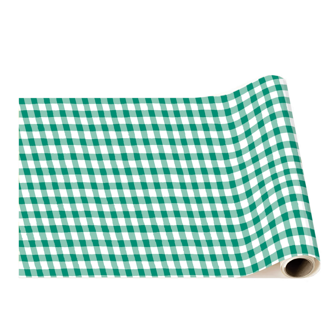EMERALD GREEN GINGHAM TABLE RUNNER Bonjour Fête Table Covers & Placemats EMERALD GREEN GINGHAM TABLE RUNNER Bonjour Fete - Party Supplies