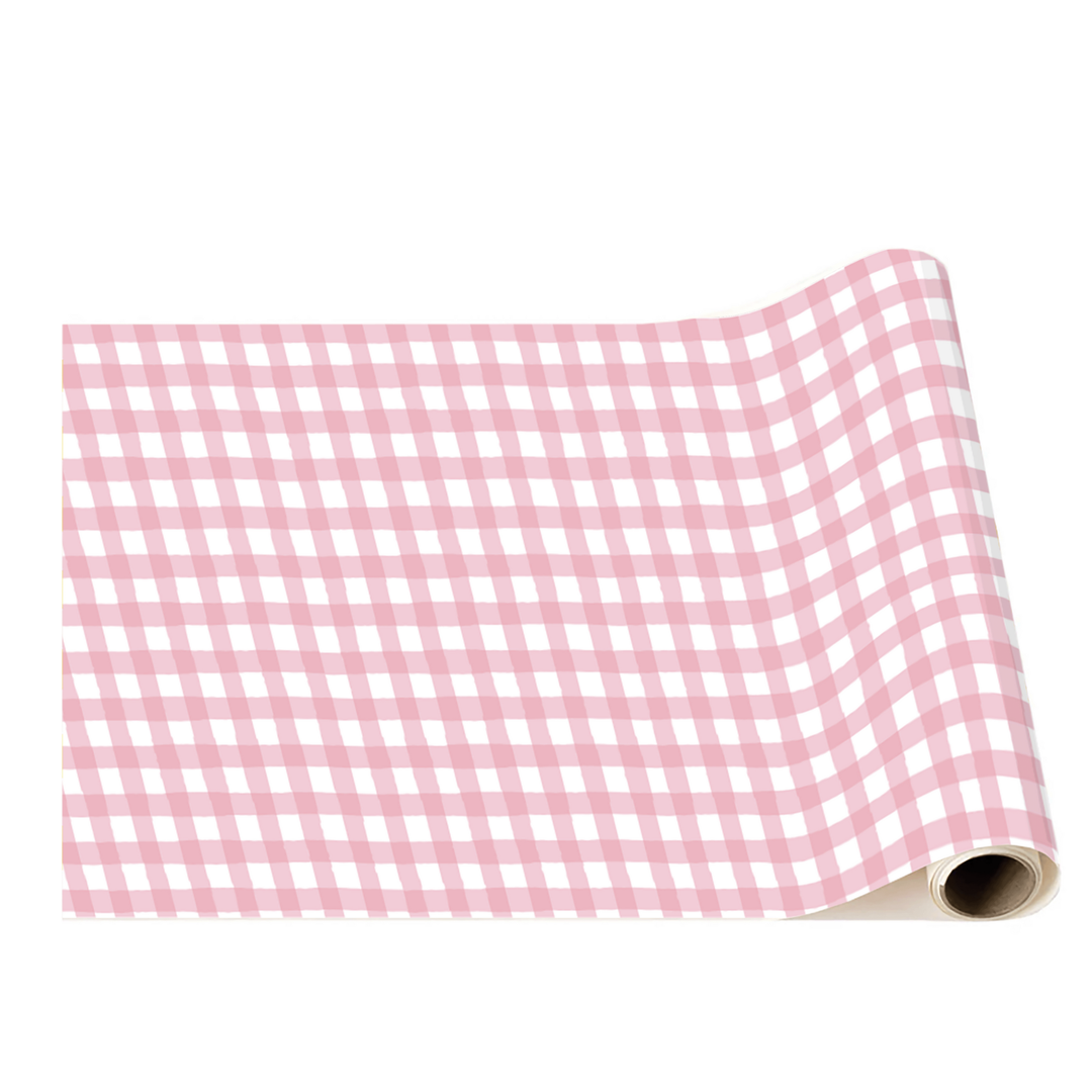 PETAL PINK GINGHAM TABLE RUNNER Bonjour Fête Table Covers & Placemats PETAL PINK GINGHAM TABLE RUNNER Bonjour Fete - Party Supplies