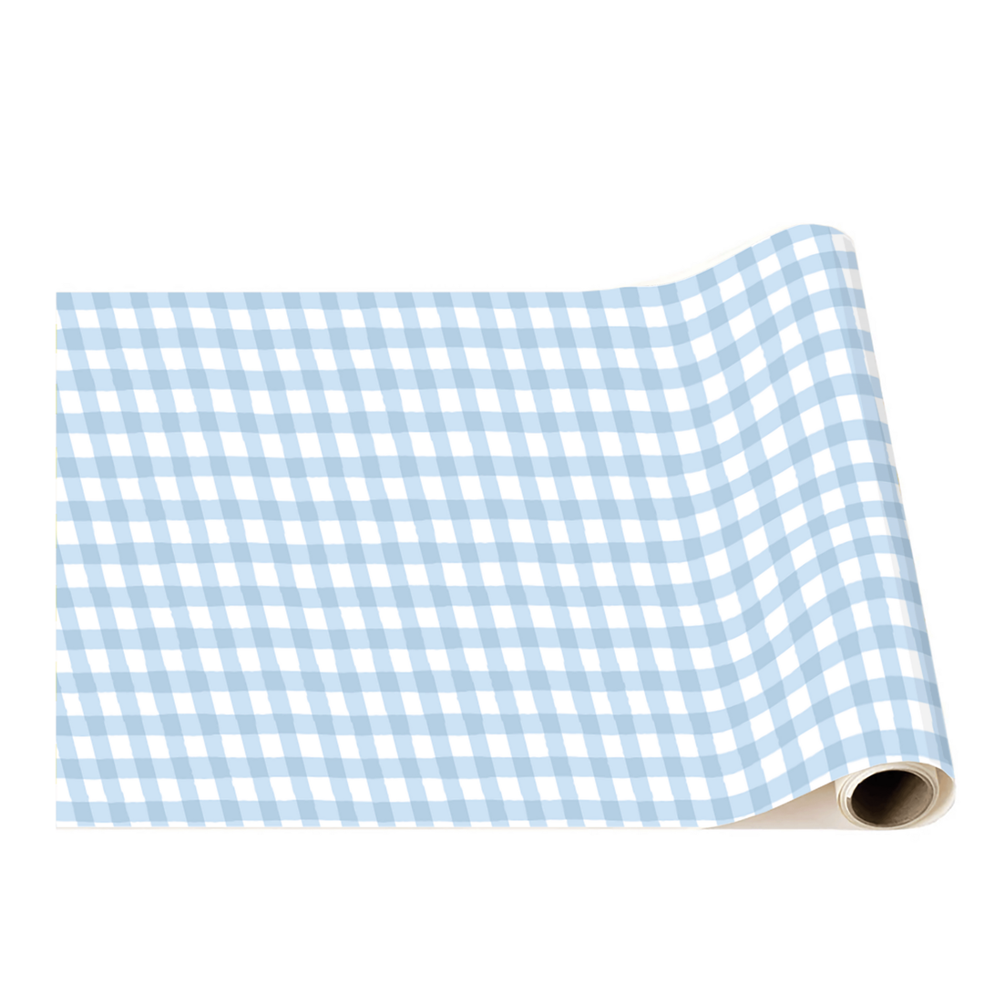 SKY BLUE GINGHAM TABLE RUNNER Bonjour Fête Table Covers & Placemats SKY BLUE GINGHAM TABLE RUNNER Bonjour Fete - Party Supplies