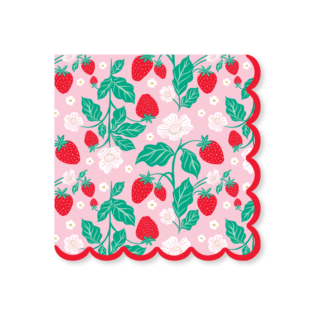 SWEET STRAWBERRY LARGE NAPKINS Bonjour Fete Napkins SWEET STRAWBERRY LARGE NAPKINS Bonjour Fete - Party Supplies