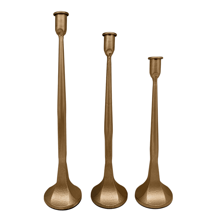 Gold Cast Iron Taper Candle Holders Sweet Water Decor taper holder Gold Cast Iron Taper Candle Holders Bonjour Fete - Party Supplies