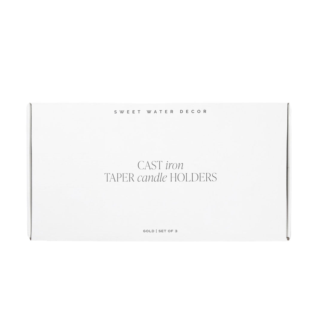 Gold Cast Iron Taper Candle Holders Sweet Water Decor taper holder Gold Cast Iron Taper Candle Holders Bonjour Fete - Party Supplies