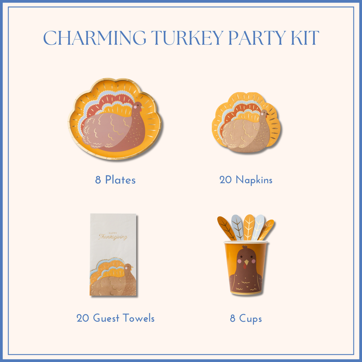 CHARMING TURKEY PARTY KIT Bonjour Fête  Thanksgiving Party Supplies CHARMING TURKEY PARTY KIT Bonjour Fete - Party Supplies
