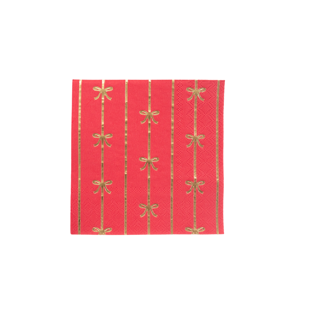 CHERRY RED SIGNATURE BOW SMALL NAPKINS Bonjour Fete Napkins Bonjour Fete - Party Supplies