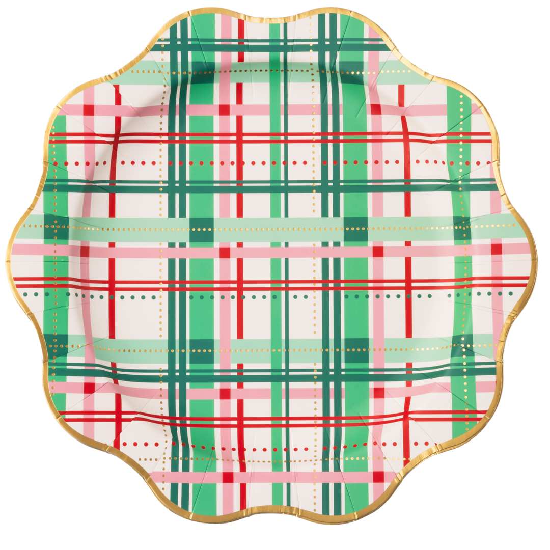 CHRISTMAS PLAID DINNER PLATES Bonjour Fete Plates CHRISTMAS PLAID DINNER PLATES Bonjour Fete - Party Supplies