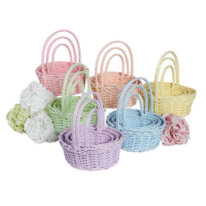PINK WICKER EASTER BASKET One Hundred 80 Degrees Easter Baskets PINK WICKER EASTER BASKET Bonjour Fete - Party Supplies