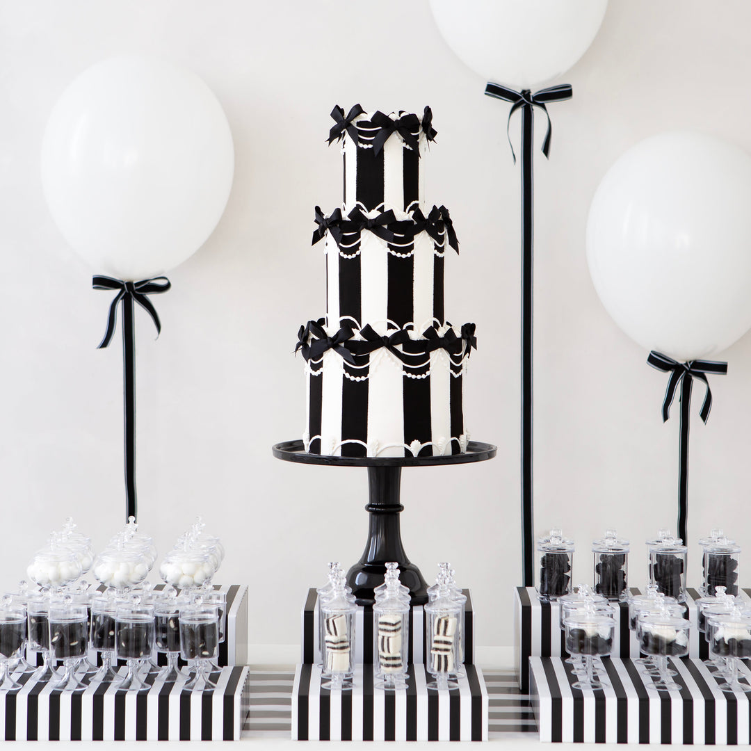 BLACK NOIRE CABANA STRIPE DISPLAY BOX RISERS - Bonjour Fête 