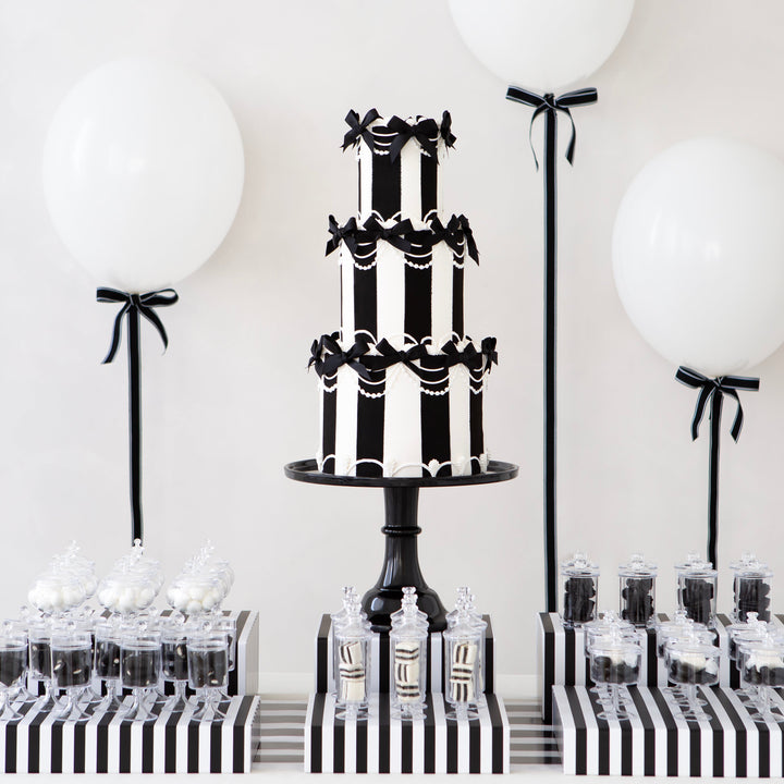 BLACK NOIRE CABANA STRIPE DISPLAY BOX RISERS - Bonjour Fête 