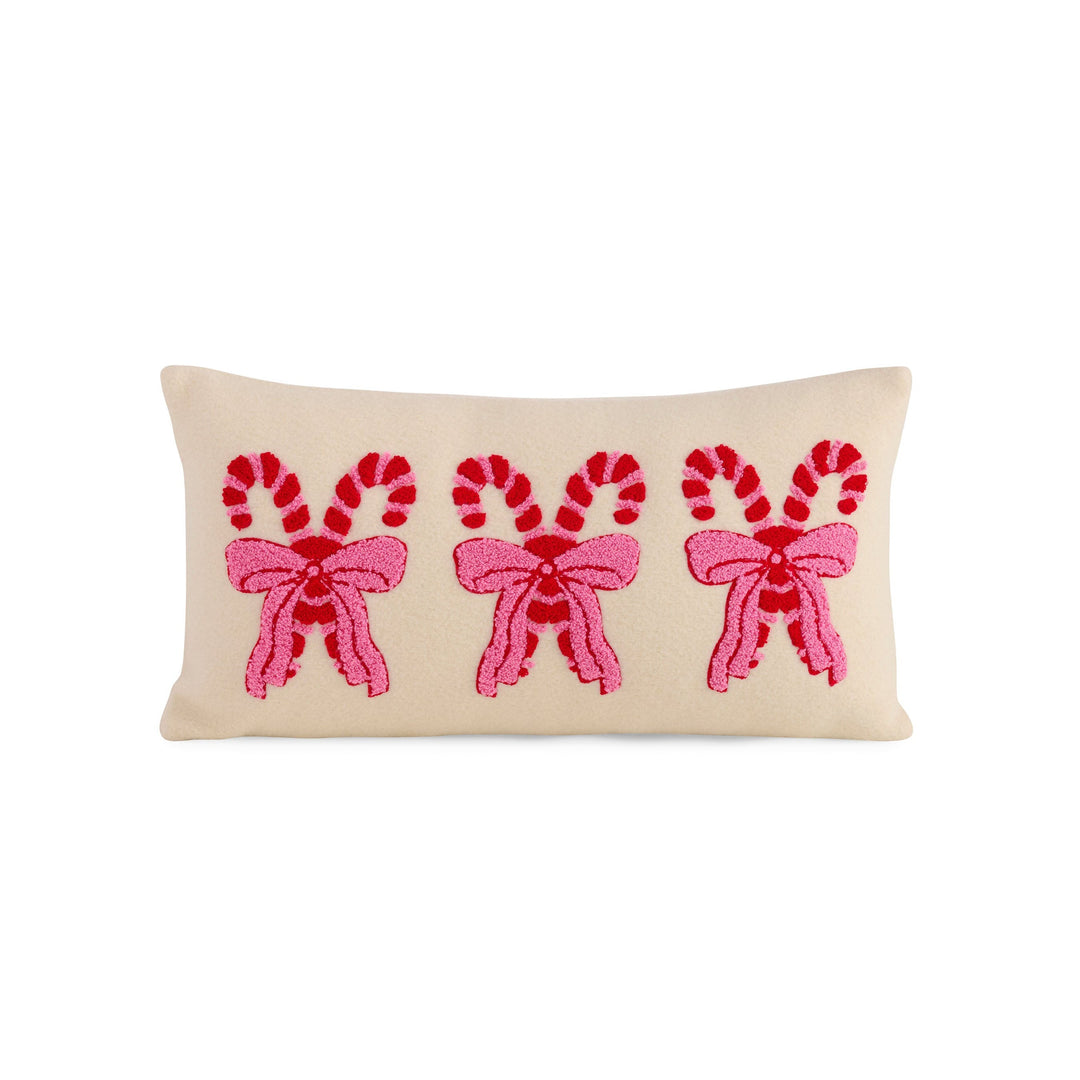 Shiraleah Pretty Candy Cane Pillow, Ivory Shiraleah Retail Décor Shiraleah Pretty Candy Cane Pillow, Ivory Bonjour Fete - Party Supplies