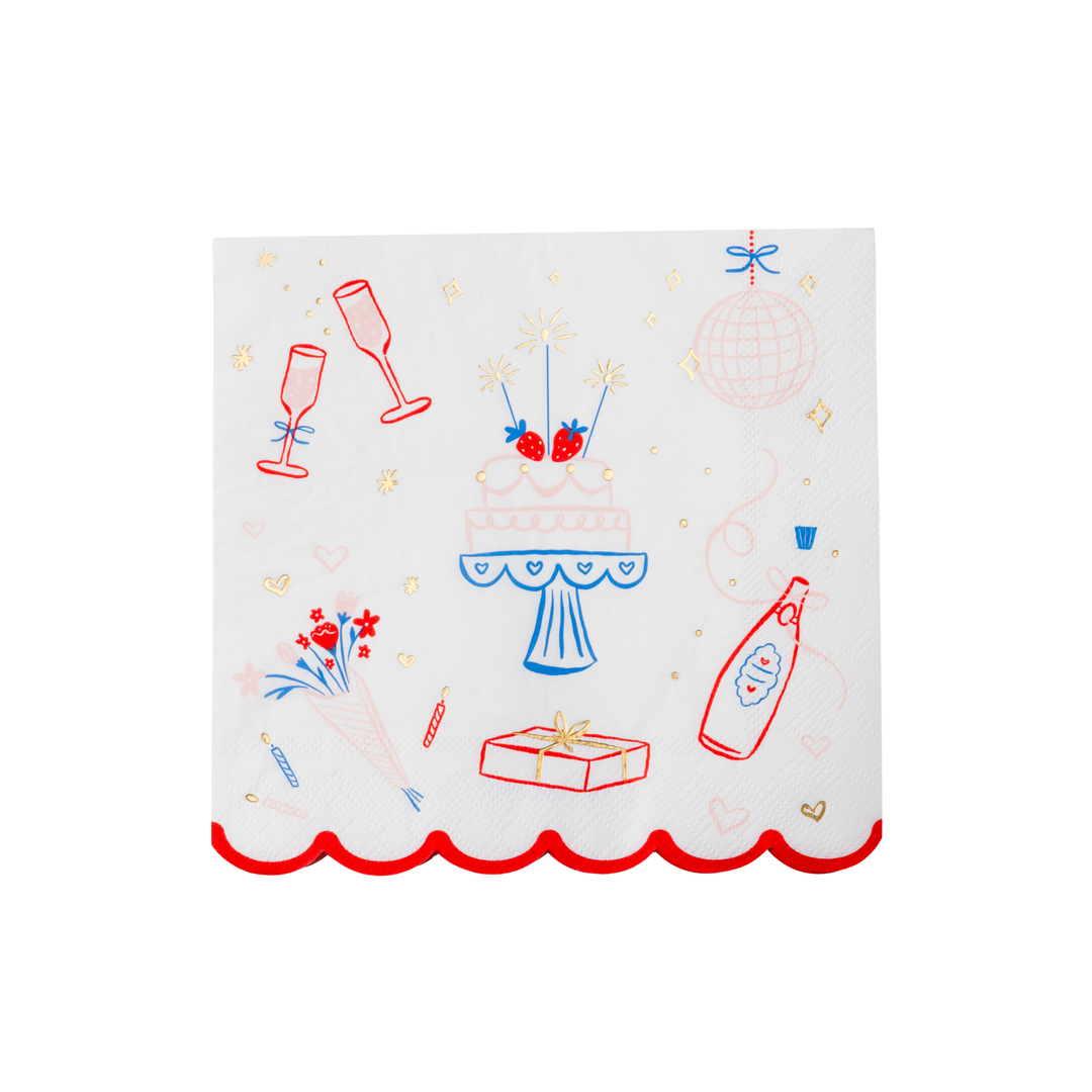 CELEBRATION ICON LARGE NAPKINS Bonjour Fete Napkins CELEBRATION ICON LARGE NAPKINS Bonjour Fete - Party Supplies