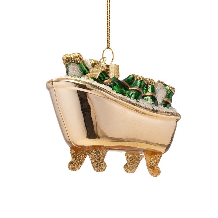 CHAMPAGNE BATHTUB GLASS ORNAMENT Vondels CHAMPAGNE BATHTUB GLASS ORNAMENT Bonjour Fete - Party Supplies