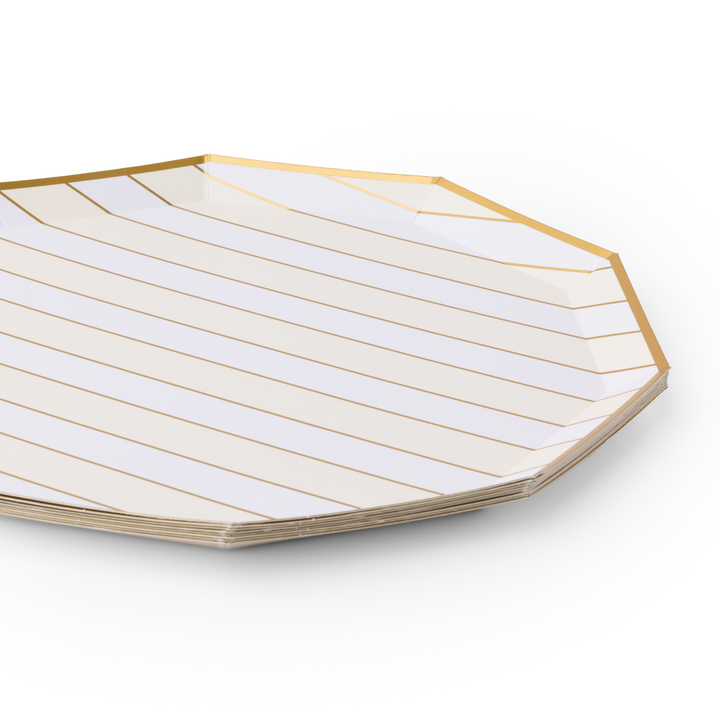 CHAMPAGNE FIZZ SIGNATURE CABANA STRIPE PLATES Bonjour Fete Plates CHAMPAGNE FIZZ SIGNATURE CABANA STRIPE PLATES Bonjour Fete - Party Supplies