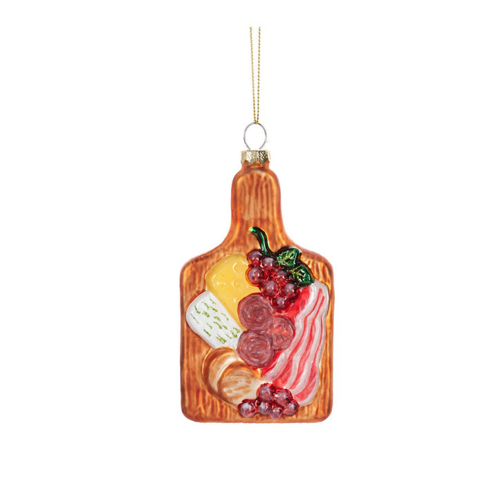 CHARCUTERIE BOARD GLASS ORNAMENT Ganz Bonjour Fete - Party Supplies