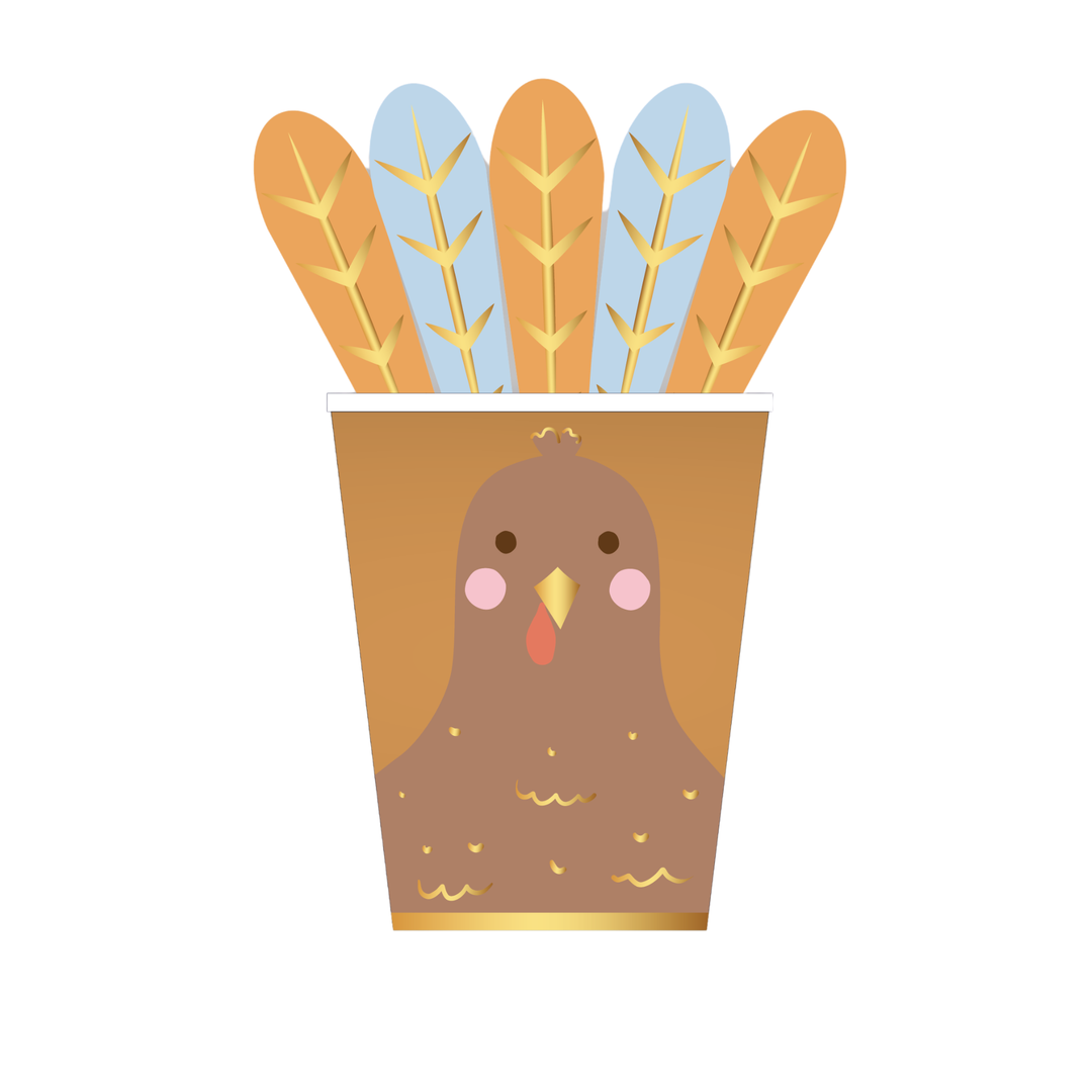 CHARMING TURKEY CUPS Bonjour Fete Cups CHARMING TURKEY CUPS Bonjour Fete - Party Supplies