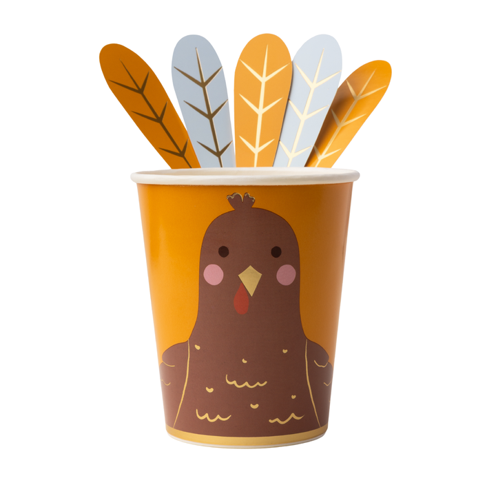 CHARMING TURKEY CUPS Bonjour Fete Cups CHARMING TURKEY CUPS Bonjour Fete - Party Supplies