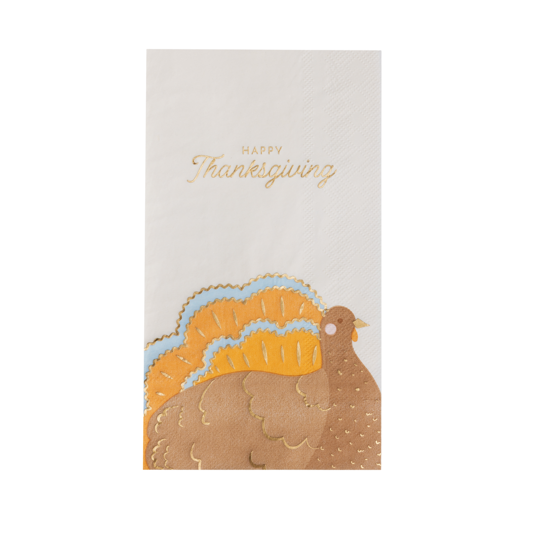 CHARMING TURKEY GUEST TOWELS Bonjour Fete Napkins Thanksgiving Guest Towels - Charming Turkey Design Bonjour Fete - Party Supplies