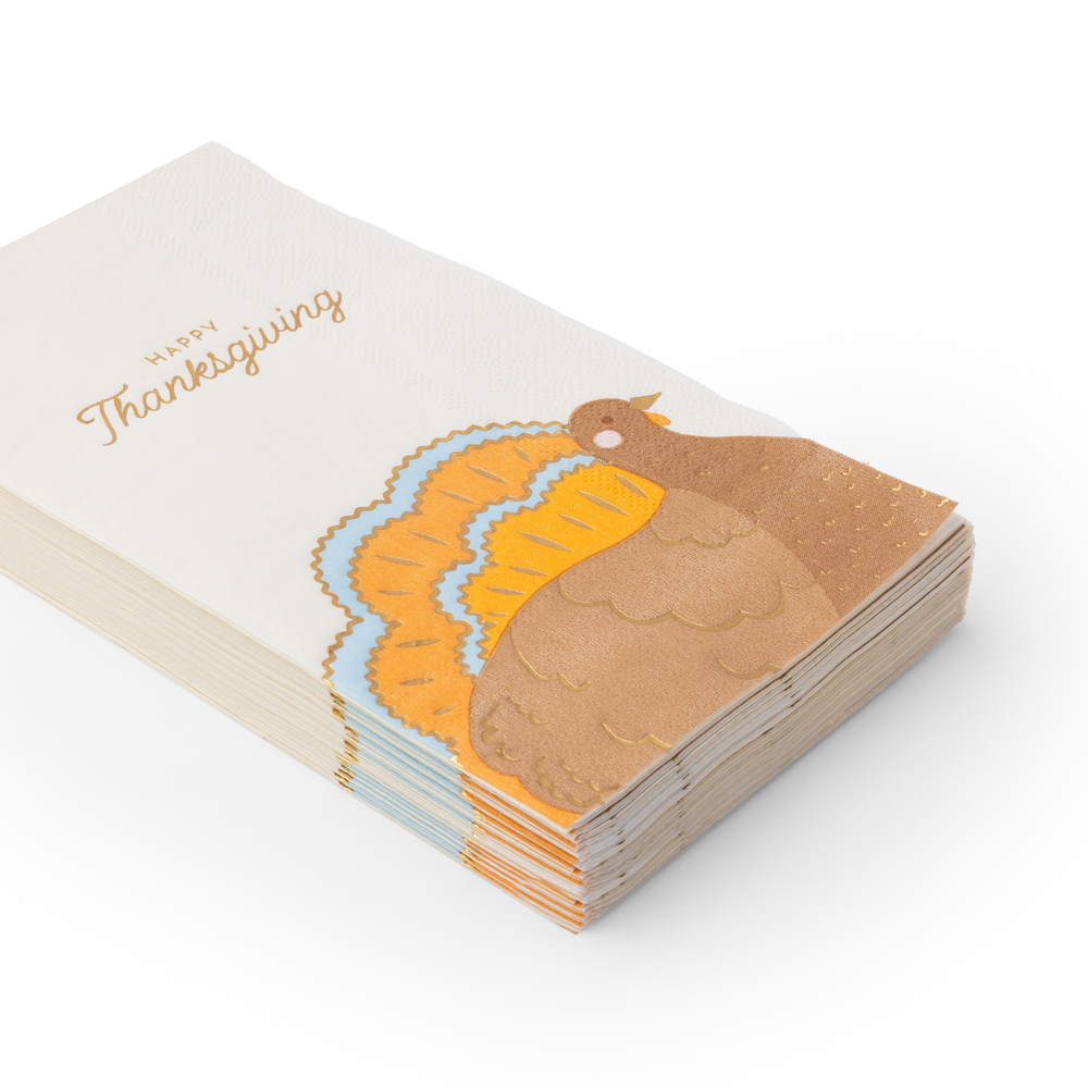 CHARMING TURKEY GUEST TOWELS Bonjour Fete Napkins Thanksgiving Guest Towels - Charming Turkey Design Bonjour Fete - Party Supplies