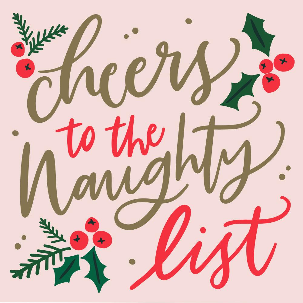 CHEERS TO THE NAUGHTY LIST COCKTAIL NAPKINS soiree-sisters Christmas Holiday Party Supplies Bonjour Fete - Party Supplies
