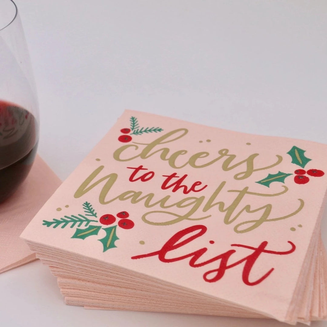 CHEERS TO THE NAUGHTY LIST COCKTAIL NAPKINS soiree-sisters Christmas Holiday Party Supplies Bonjour Fete - Party Supplies