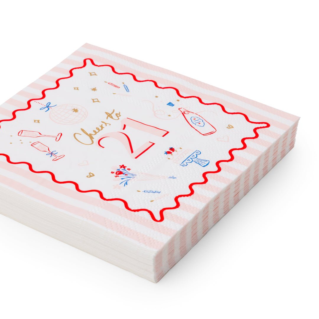 CHEERS TO 21 ICON COCKTAIL NAPKINS Bonjour Fete Napkins CHEERS TO 21 ICON COCKTAIL NAPKINS Bonjour Fete - Party Supplies