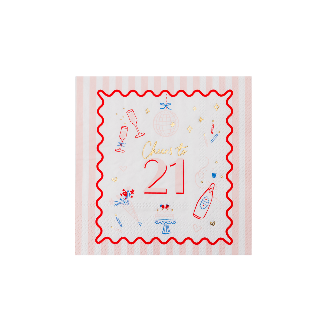 CHEERS TO 21 ICON COCKTAIL NAPKINS Bonjour Fete Napkins CHEERS TO 21 ICON COCKTAIL NAPKINS Bonjour Fete - Party Supplies