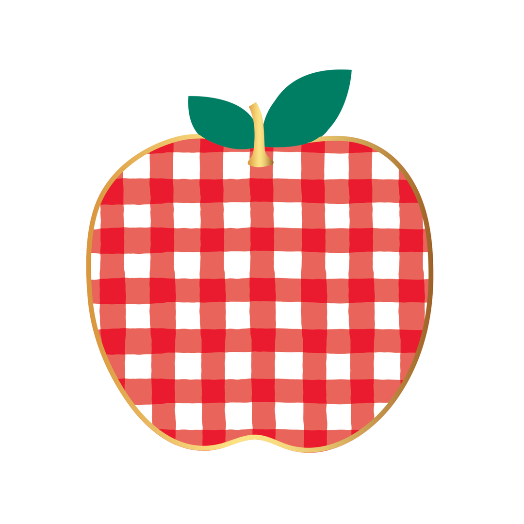 CHERRY RED GINGHAM APPLE SMALL PLATES Bonjour Fete Plates CHERRY RED GINGHAM APPLE SMALL PLATES Bonjour Fete - Party Supplies