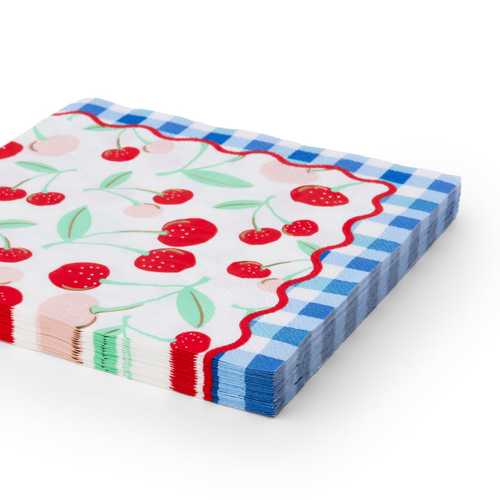 CHERRY PIE GINGHAM LARGE NAPKINS Bonjour Fete Napkins CHERRY PIE GINGHAM LARGE NAPKINS Bonjour Fete - Party Supplies