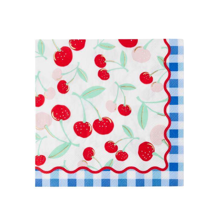 CHERRY PIE GINGHAM LARGE NAPKINS Bonjour Fete Napkins CHERRY PIE GINGHAM LARGE NAPKINS Bonjour Fete - Party Supplies