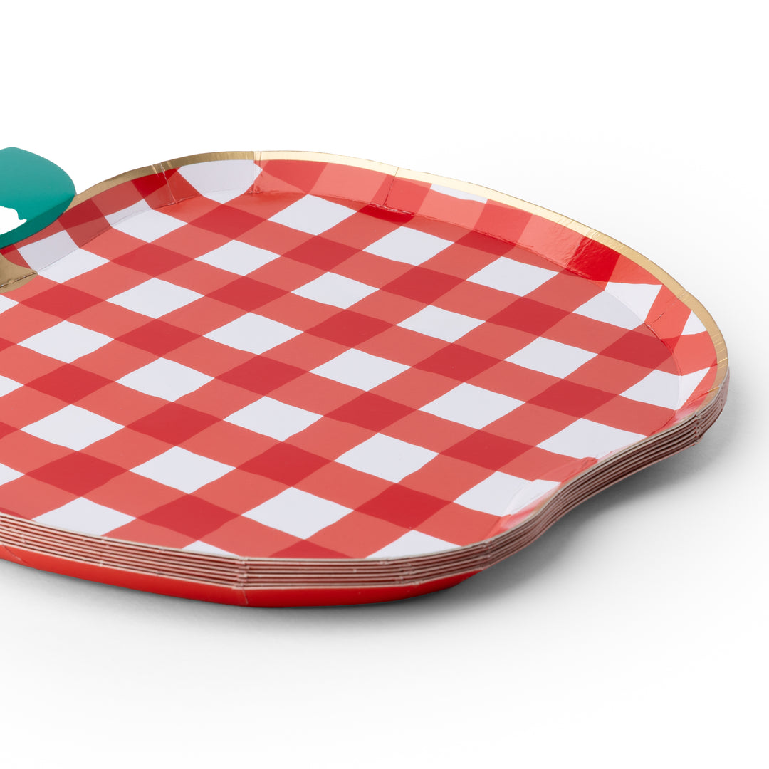 Back to School Gingham Apple Plate- Bonjour Fete Party Supplies