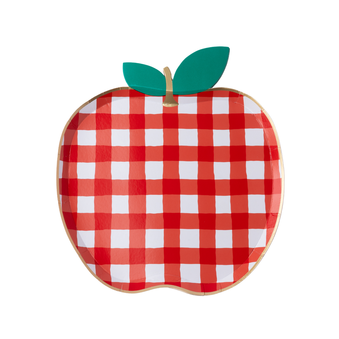 Back to School Gingham Apple Plate- Bonjour Fete Party Supplies