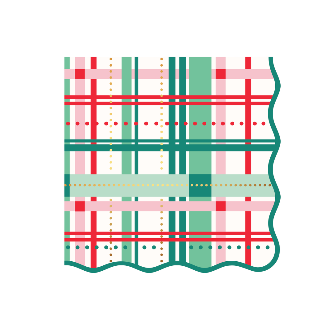 CHRISTMAS PLAID LARGE NAPKINS Bonjour Fete Napkins CHRISTMAS PLAID LARGE NAPKINS Bonjour Fete - Party Supplies