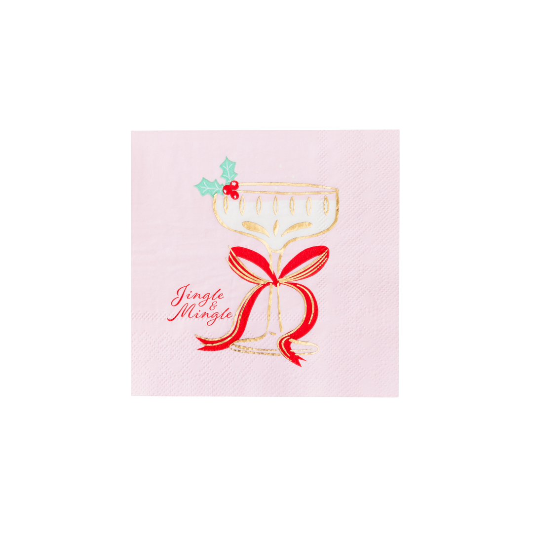 CHRISTMAS SPIRITS COCKTAIL NAPKINS Bonjour Fete Napkins Christmas Spirits Cocktail Napkins - Fun & Festive Holiday Party Supplies Bonjour Fete - Party Supplies
