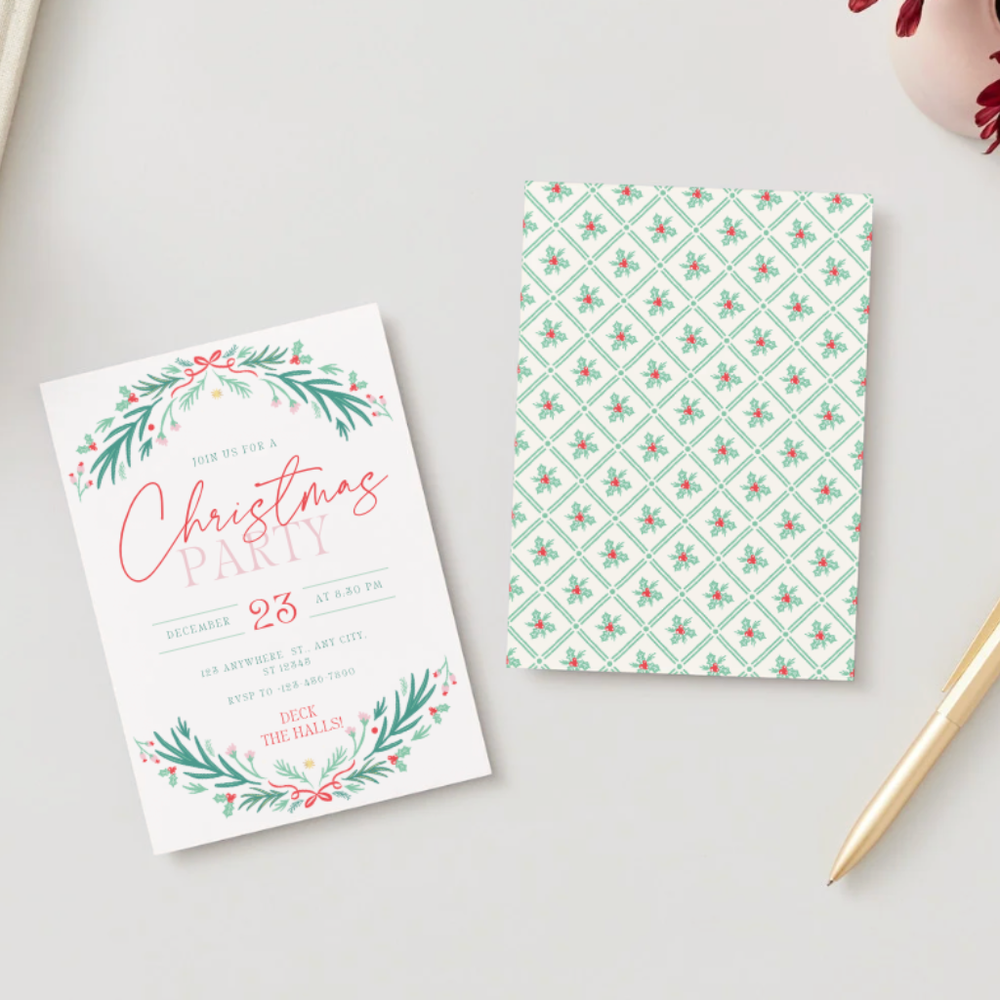 CHRISTMAS WREATH DIGITAL PARTY INVITATION Bonjour Fête CHRISTMAS WREATH DIGITAL PARTY INVITATION Bonjour Fete - Party Supplies