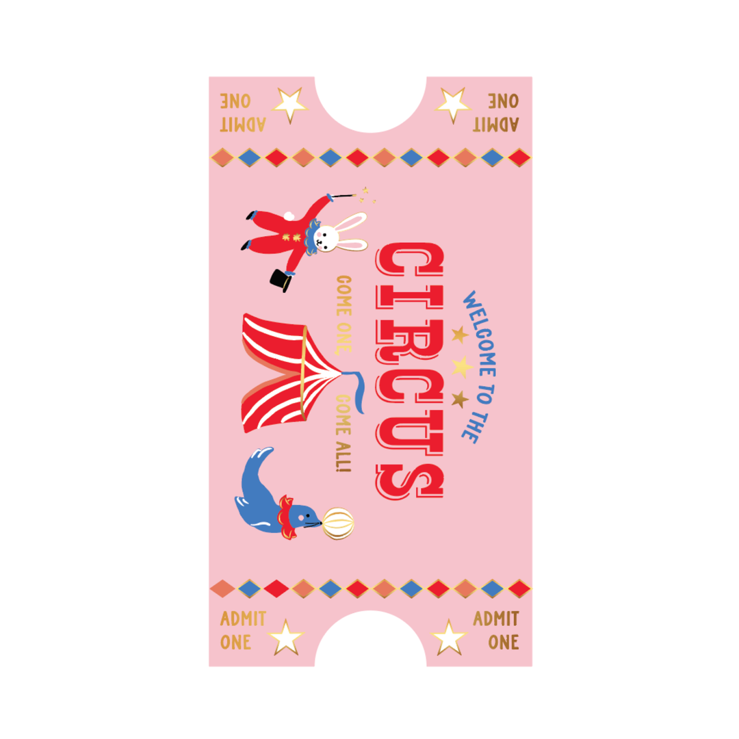 Circus ticket guest towels with an admit-one design for a circus birthday party