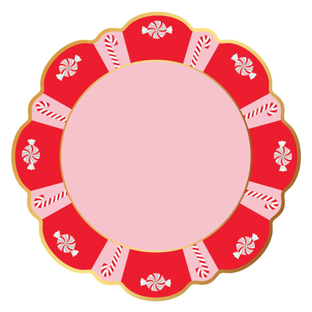 CLASSIC CHRISTMAS PEPPERMINT CANDY DINNER PLATES Bonjour Fete Plates CLASSIC CHRISTMAS PEPPERMINT CANDY DINNER PLATES Bonjour Fete - Party Supplies