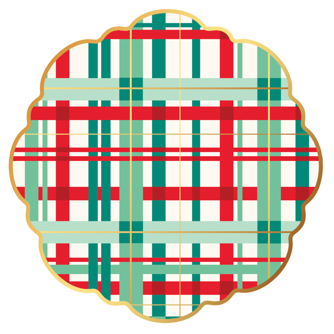 CLASSIC CHRISTMAS PLAID DINNER PLATES Bonjour Fete Plates CLASSIC CHRISTMAS PLAID DINNER PLATES Bonjour Fete - Party Supplies