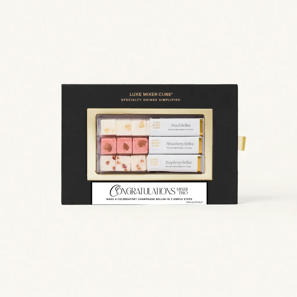 Congratulations mimosa mixer cubes gift box in black for a celebration