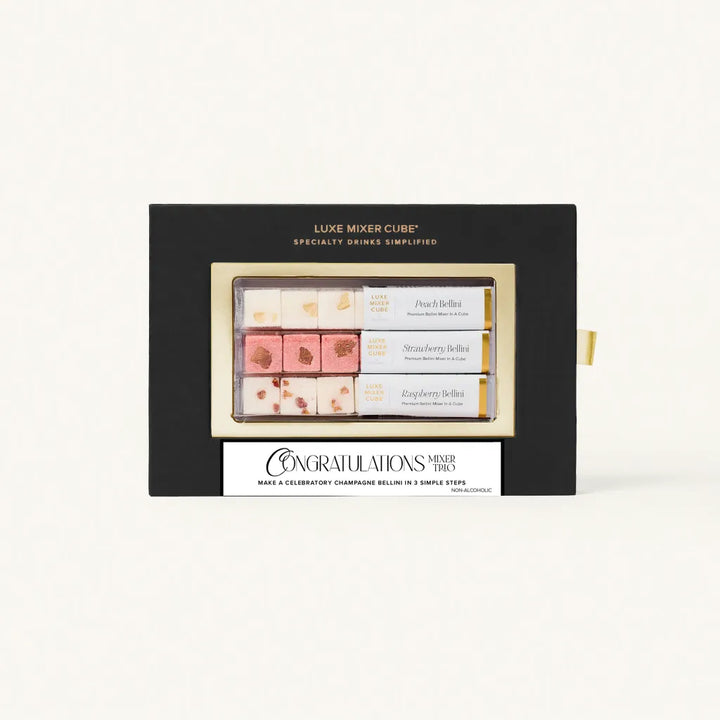 Congratulations mimosa mixer cubes gift box in black for a celebration