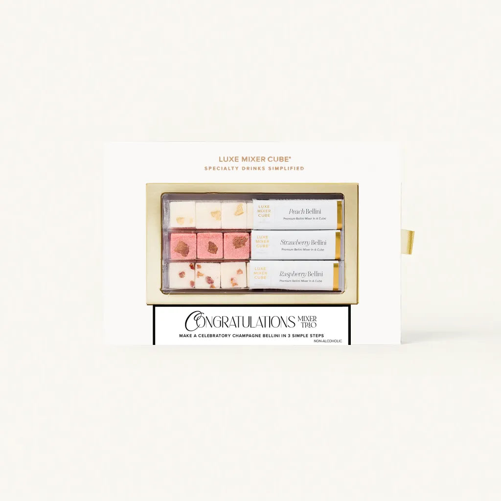 Congratulations mimosa mixer cubes gift box in white for a celebration