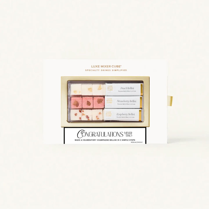 Congratulations mimosa mixer cubes gift box in white for a celebration