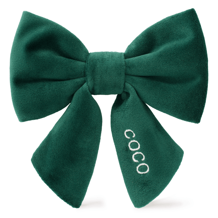 Forest Green Velvet Lady Dog Bow