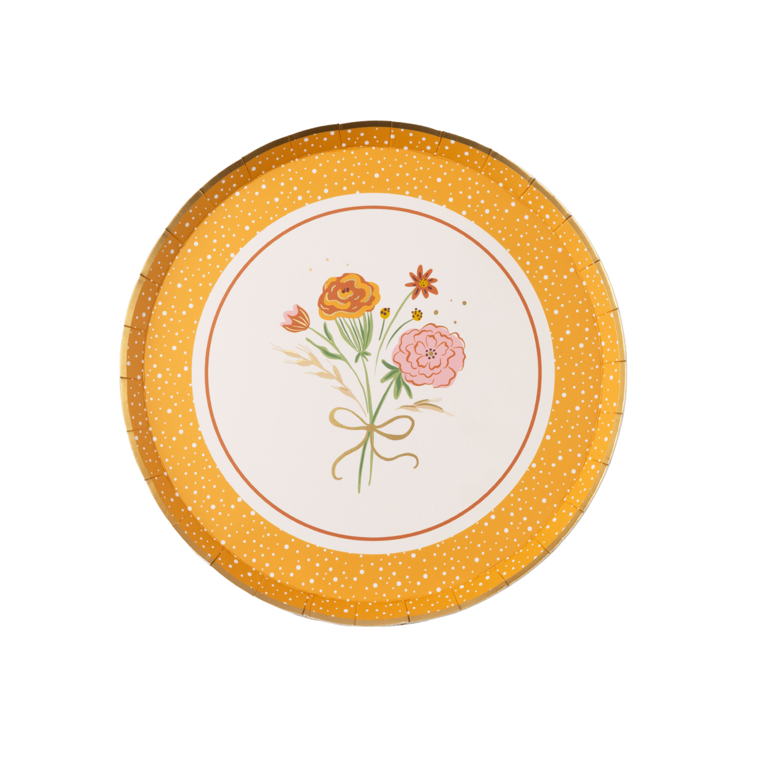 COZY FALL FLORALS DESSERT PLATES Bonjour Fete Plates COZY FALL FLORALS DESSERT PLATES Bonjour Fete - Party Supplies