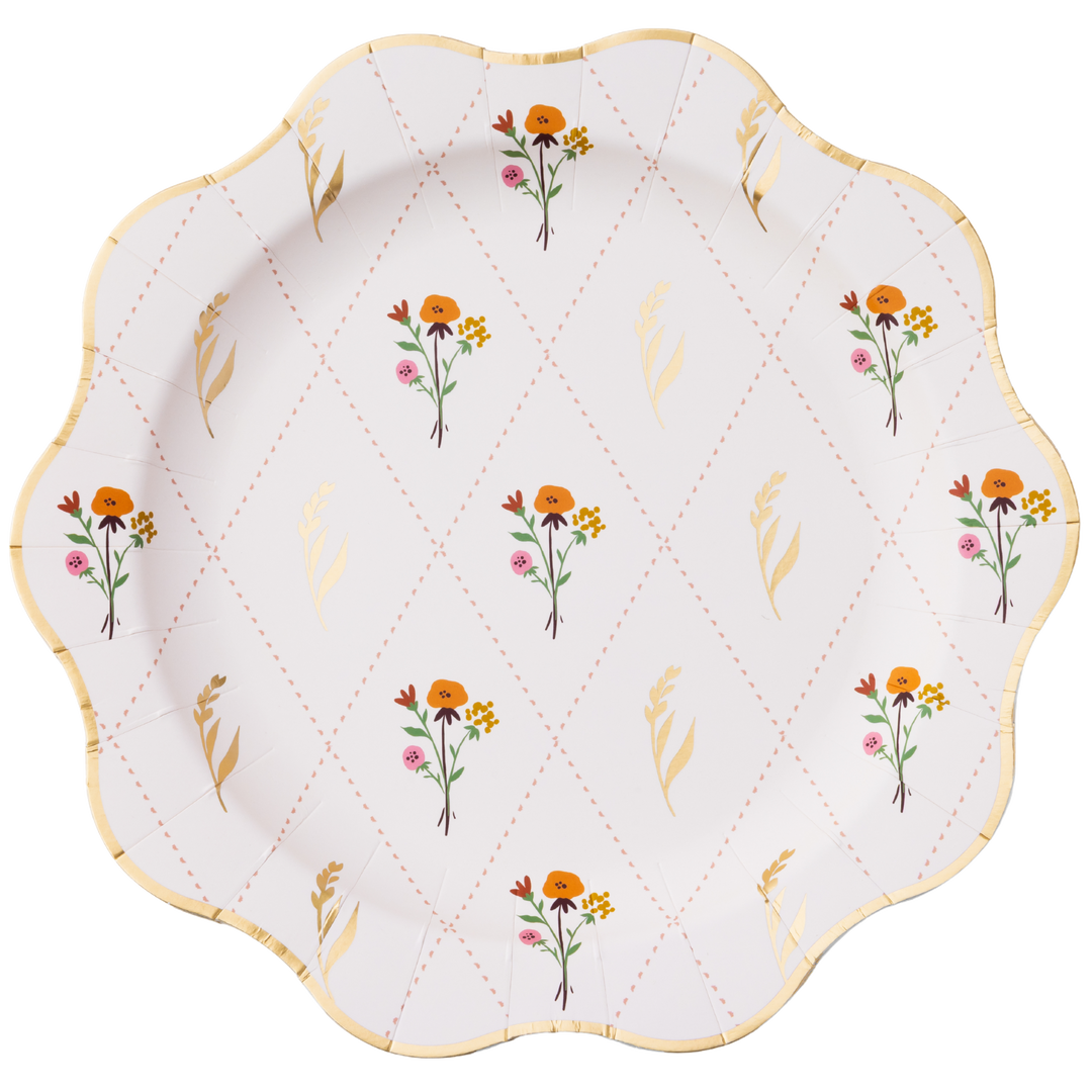 COZY FALL FLORAL DINNER PLATES Bonjour Fete Plates COZY FALL FLORAL DINNER PLATES Bonjour Fete - Party Supplies