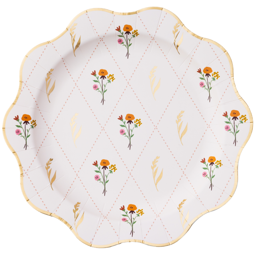 COZY FALL FLORAL DINNER PLATES Bonjour Fete Plates COZY FALL FLORAL DINNER PLATES Bonjour Fete - Party Supplies