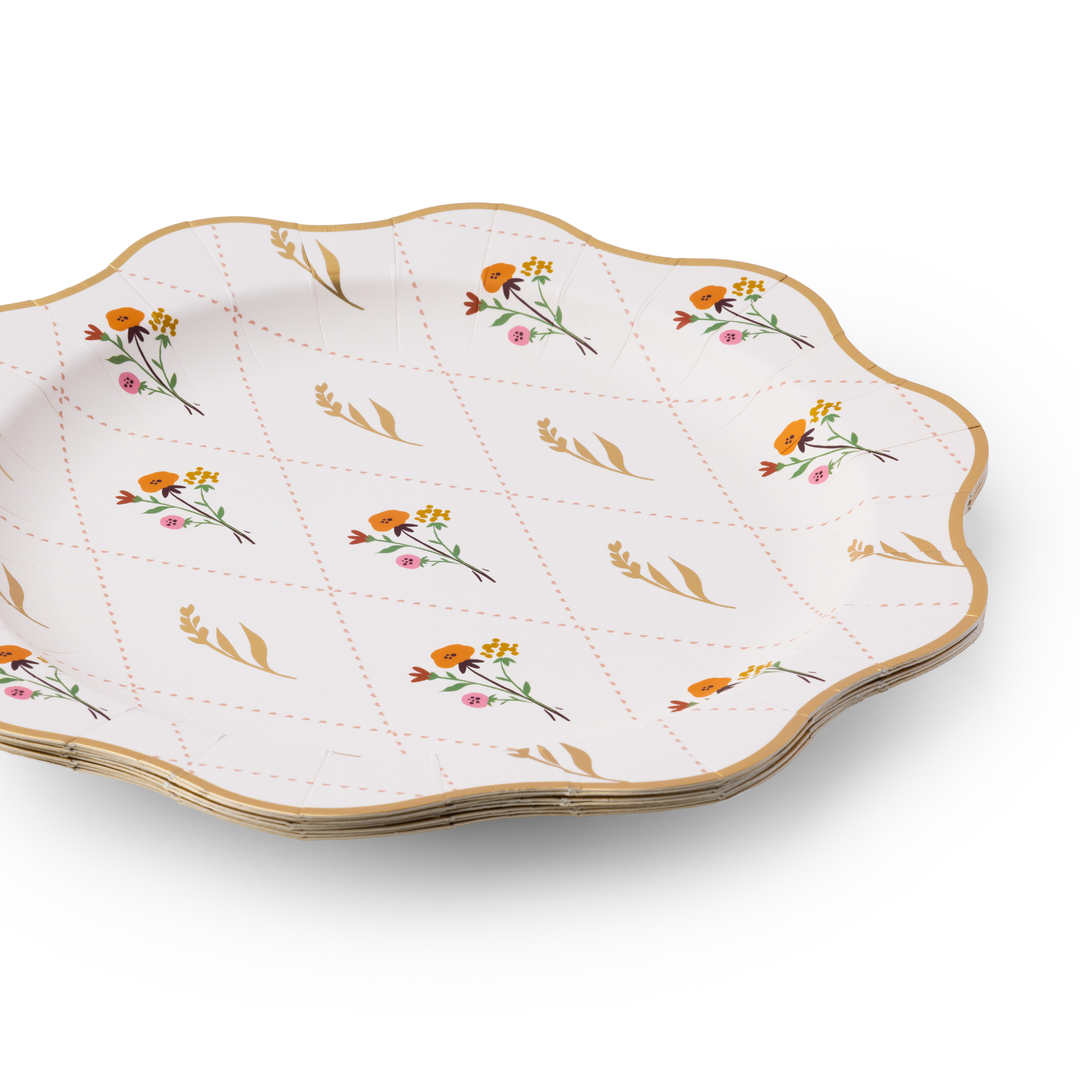 COZY FALL FLORAL DINNER PLATES Bonjour Fete Plates COZY FALL FLORAL DINNER PLATES Bonjour Fete - Party Supplies