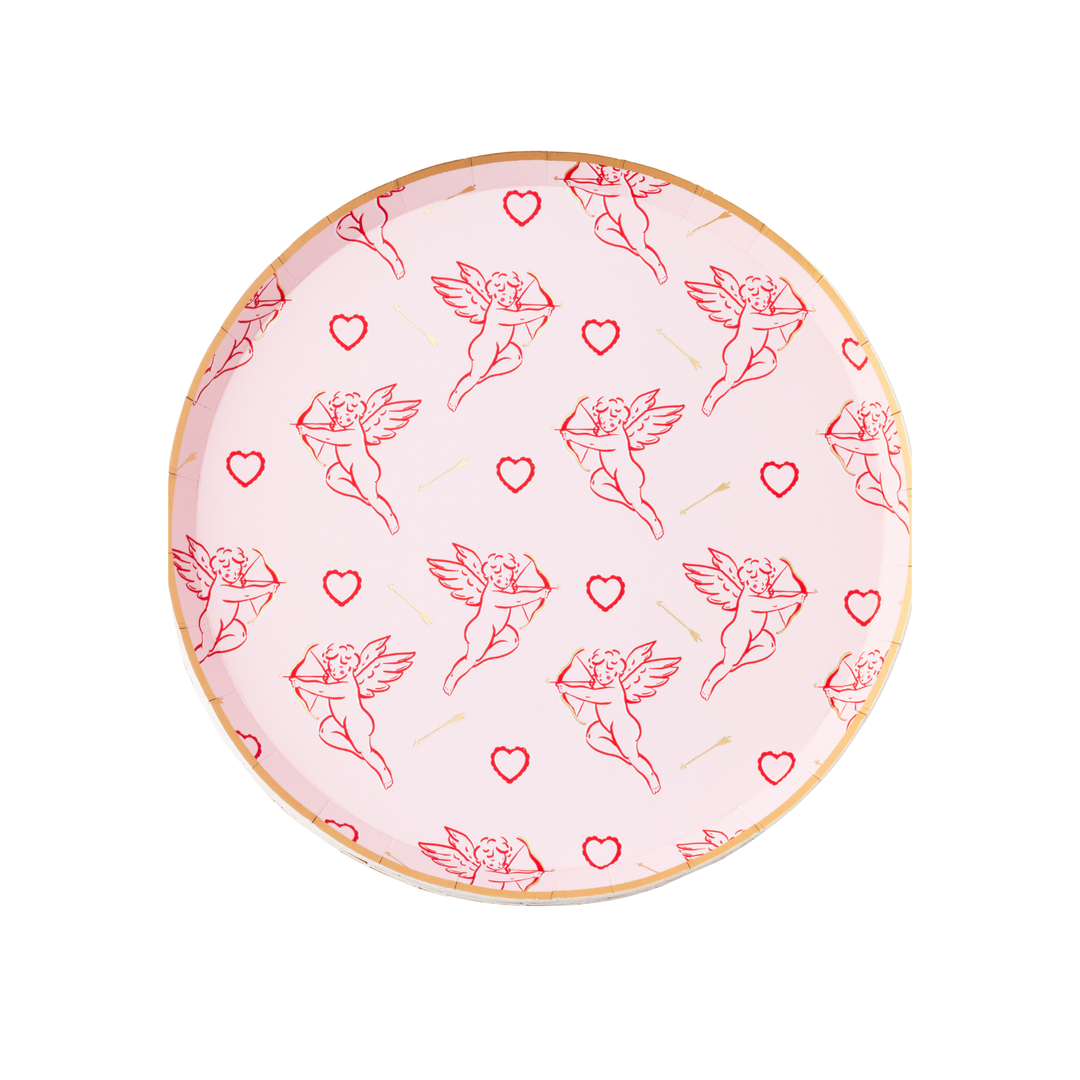 CUPID'S CRUSH PINK SMALL PLATES Bonjour Fete Plates CUPID'S CRUSH PINK SMALL PLATES Bonjour Fete - Party Supplies