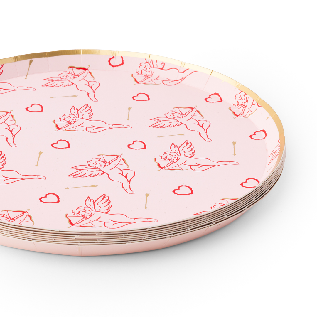CUPID'S CRUSH PINK SMALL PLATES Bonjour Fete Plates CUPID'S CRUSH PINK SMALL PLATES Bonjour Fete - Party Supplies